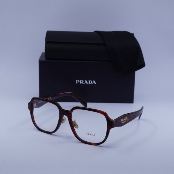 Prada PRB07VD 22A1O1 Eyeglasses Poppy Tortoise/Bordeaux 56mm Square Frame - Picture 11 of 11